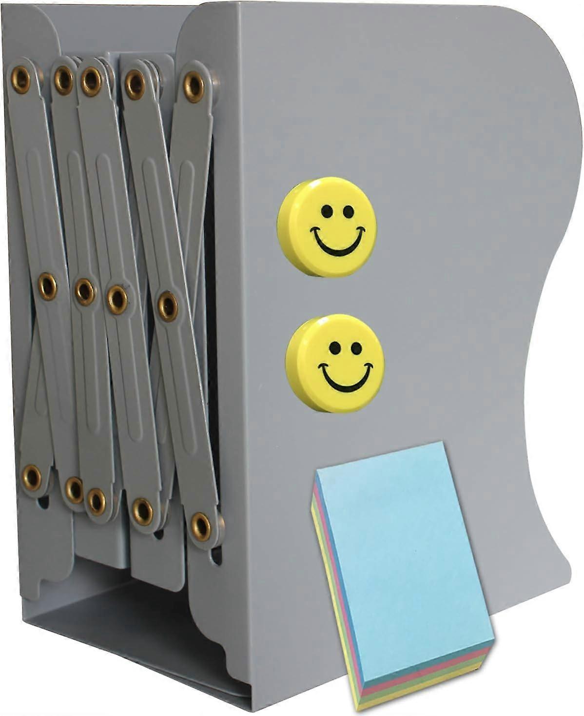 Metal Adjustable Iron Bookends For Home, Office, School, Library (Grey, Medium)