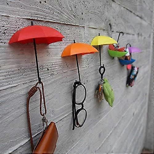 Pack Of 6 Keychain Umbrellas And Storage Pocket With Wall Mount - Practical Aesthetic And Design Decoration