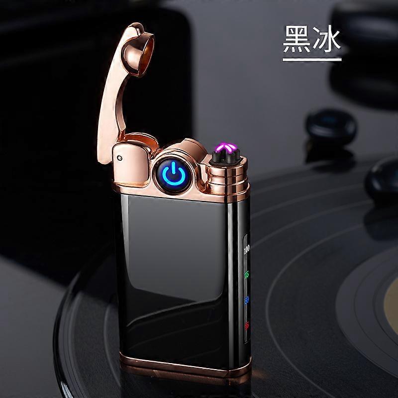 Wholesale Touch Sensing Pulse Double Electric Arc Lighter Three-Dimensional Relief Craft Rotating Handle Decompression Cigarette Lighter