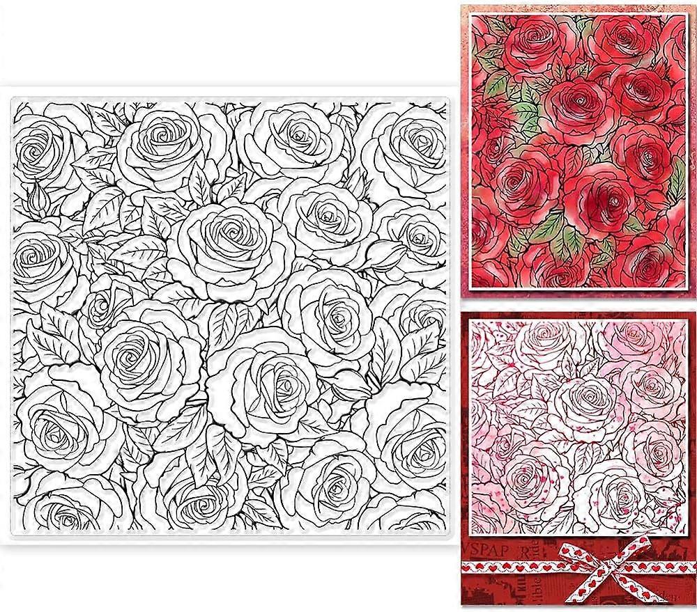 1Sheet June Rose Flower Background Silicone Clear Stamps