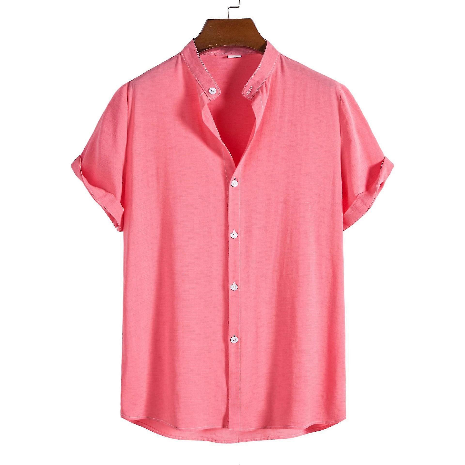 Herren Stehkragen lässiges Kurzarmhemd