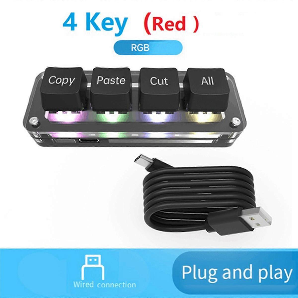 Mini 4-Key Select Copy Paste Cut All Macro Pad Shortcut One Handed ...