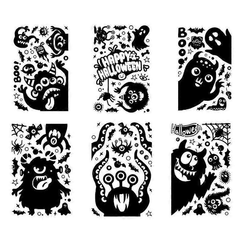 Halloween Static Stickers Spider Demons Bat Clings Double Sides Decals Halloween Window Decal Scary Party Decorations for Door