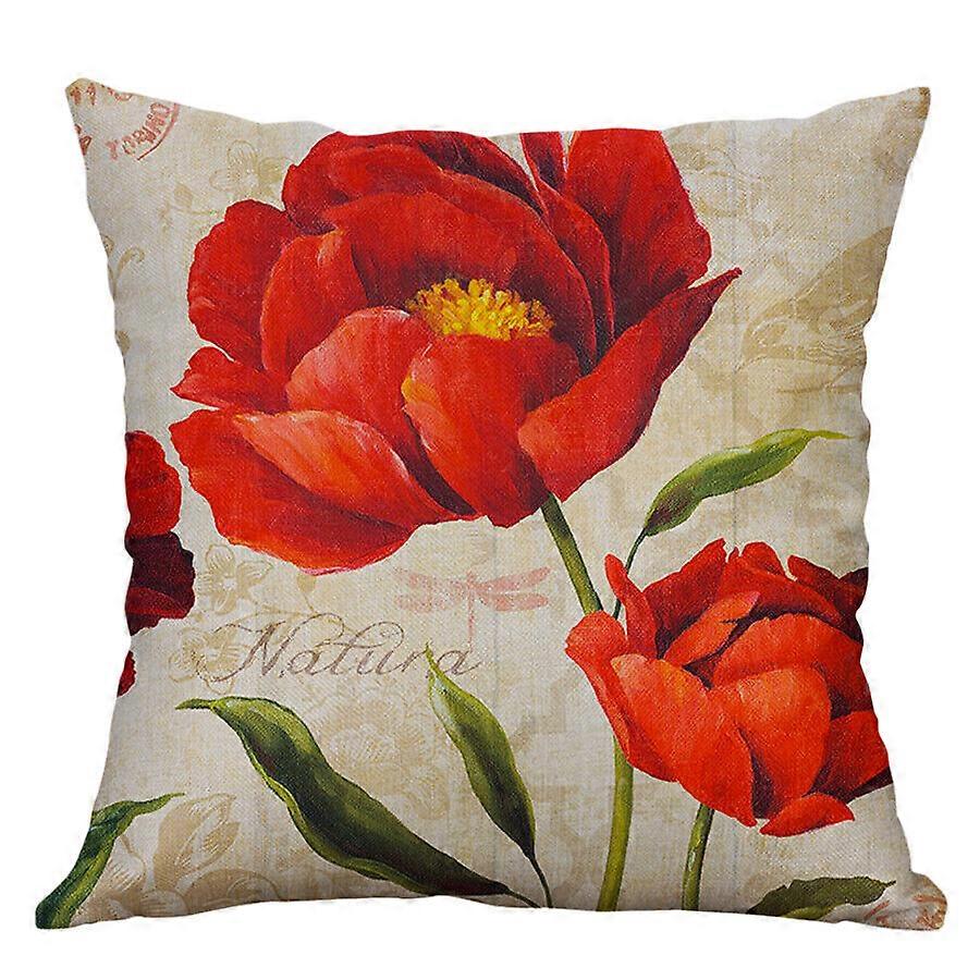 スロー枕カバーフラワープリントコットンリネンスクエアクッションカバー家の装飾デザイン566jpjcjh