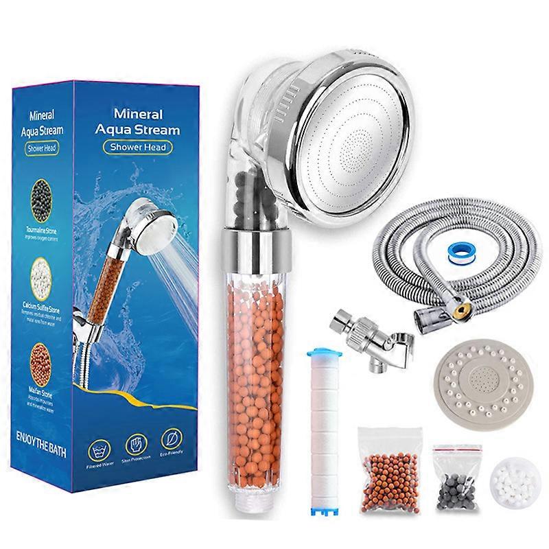 Negative ion pressurized showerhead with large outlet diameter and three-stage adjustment of the nozzle SPA massage shower filter showerhead