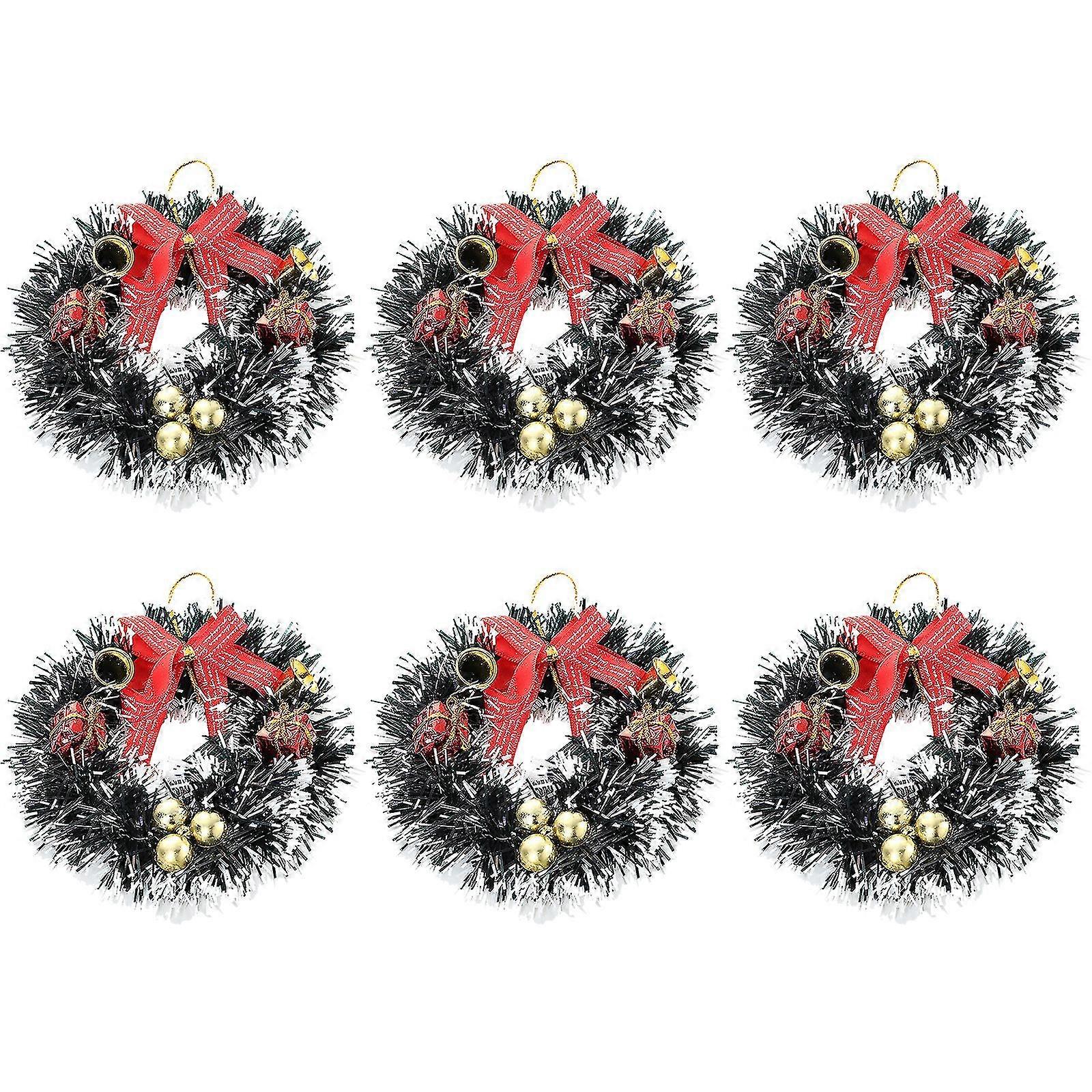 6 adet Noel Mum Yüzükleri, Küçük Mum Çelenkleri Yapay Meyveler Karlı Çam İğneleri Mum Çelenkleri Düğün Centerpiece Noel Tatil Ev Için