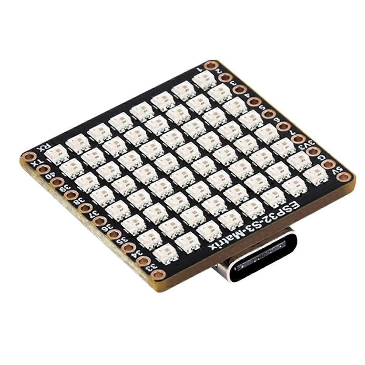 ESP32-S3 Development Board WiFi Bluetooth Matrix 8x8 RGB-LED with QST Attitude Gyro Sensor QMI8658C