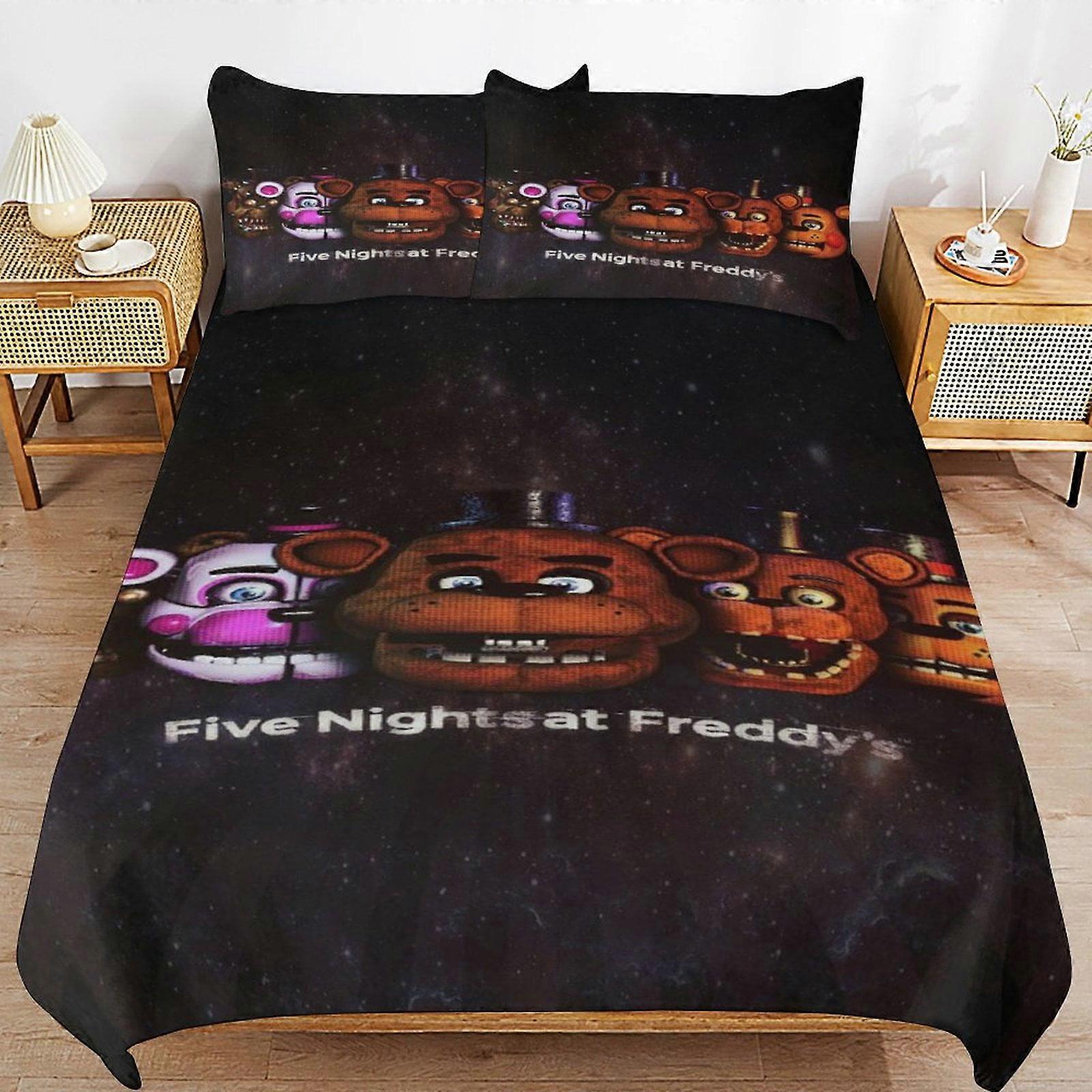 Pět nocí u Freddyho &#x27; s Povlečení na postel Soupravy povlečení z mikrovlákna 3D tištěné lehké 3dílné sady přikrývek, 1 povlak na přikrývku a 2 polštáře