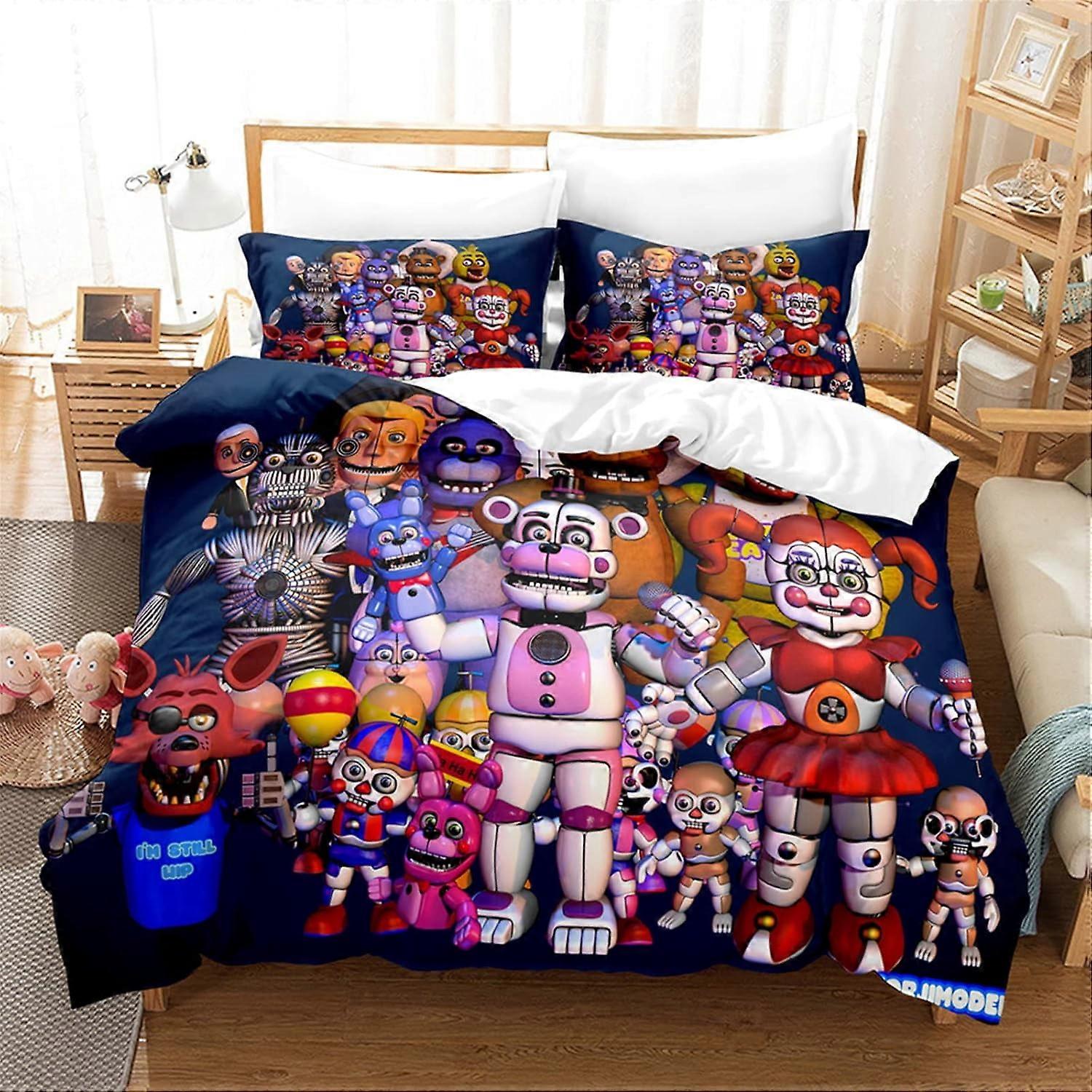 i77 Kids Fem nätter på Freddy' s Sängkläder Påslakan Queen Size, 3 stycken mjukt lättviktstäcke med kudde Shams jm77