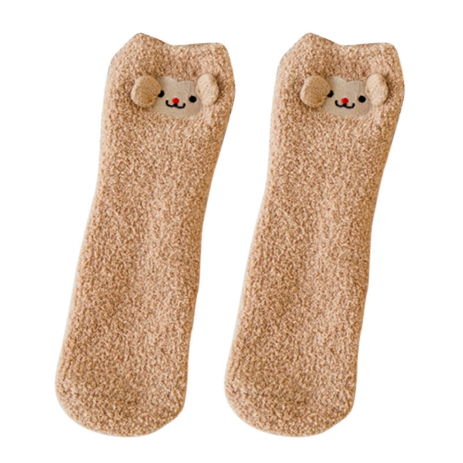 Women Ladies Winter Warm Sock Fleece Animal Soft Cute Fluffy Lounge Slipper Sock