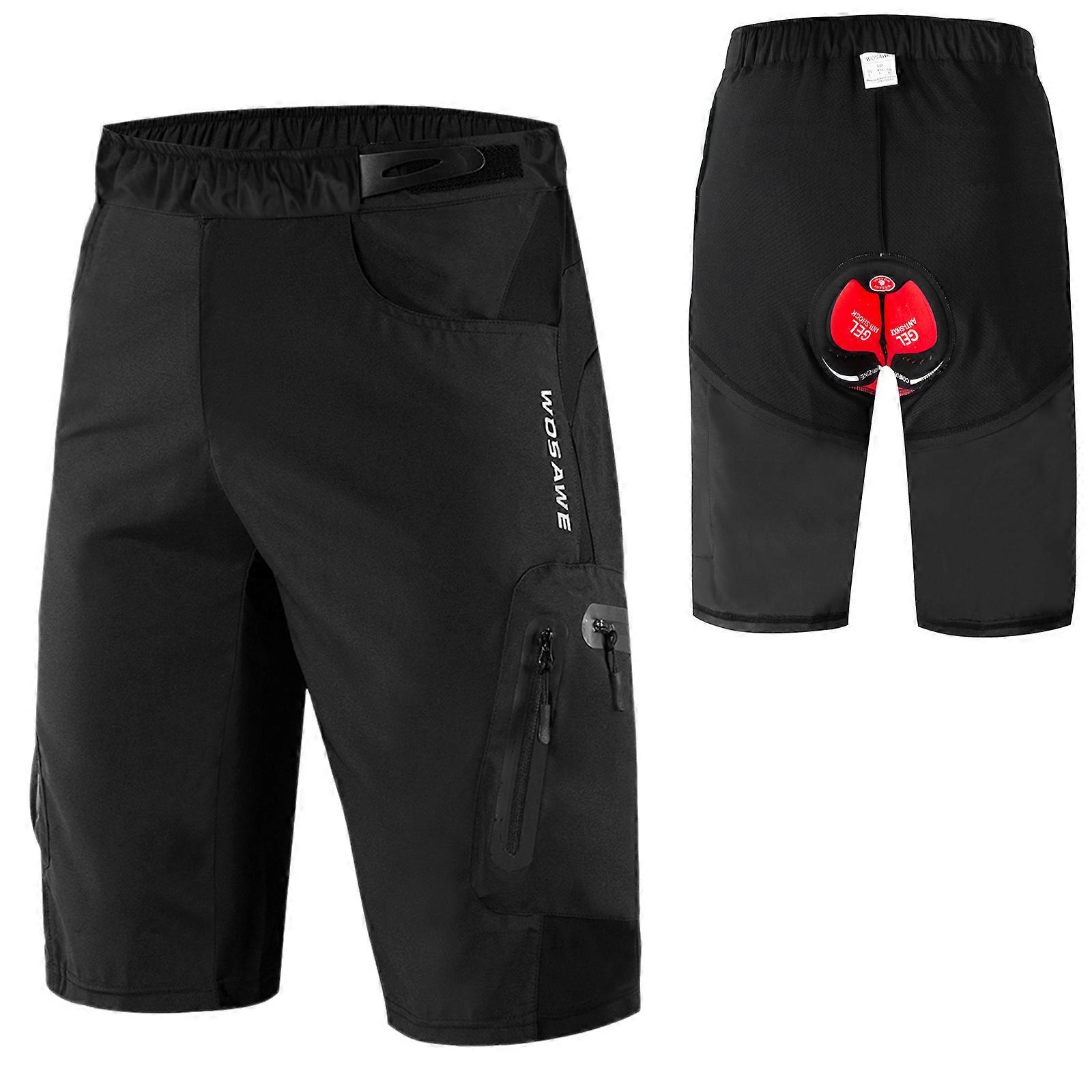 Men 2 in 1 Cycling Shorts Breathable Quick-Drying MTB Mountain Bike Baggy Shorts with 3D Padding