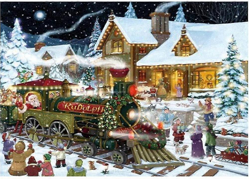 5d Peinture au diamant Train de Noël Exercice complet par numéro Kits, bricolage Diamant Strass Collé Point de croix Broderie Strass Mur Décor de maison