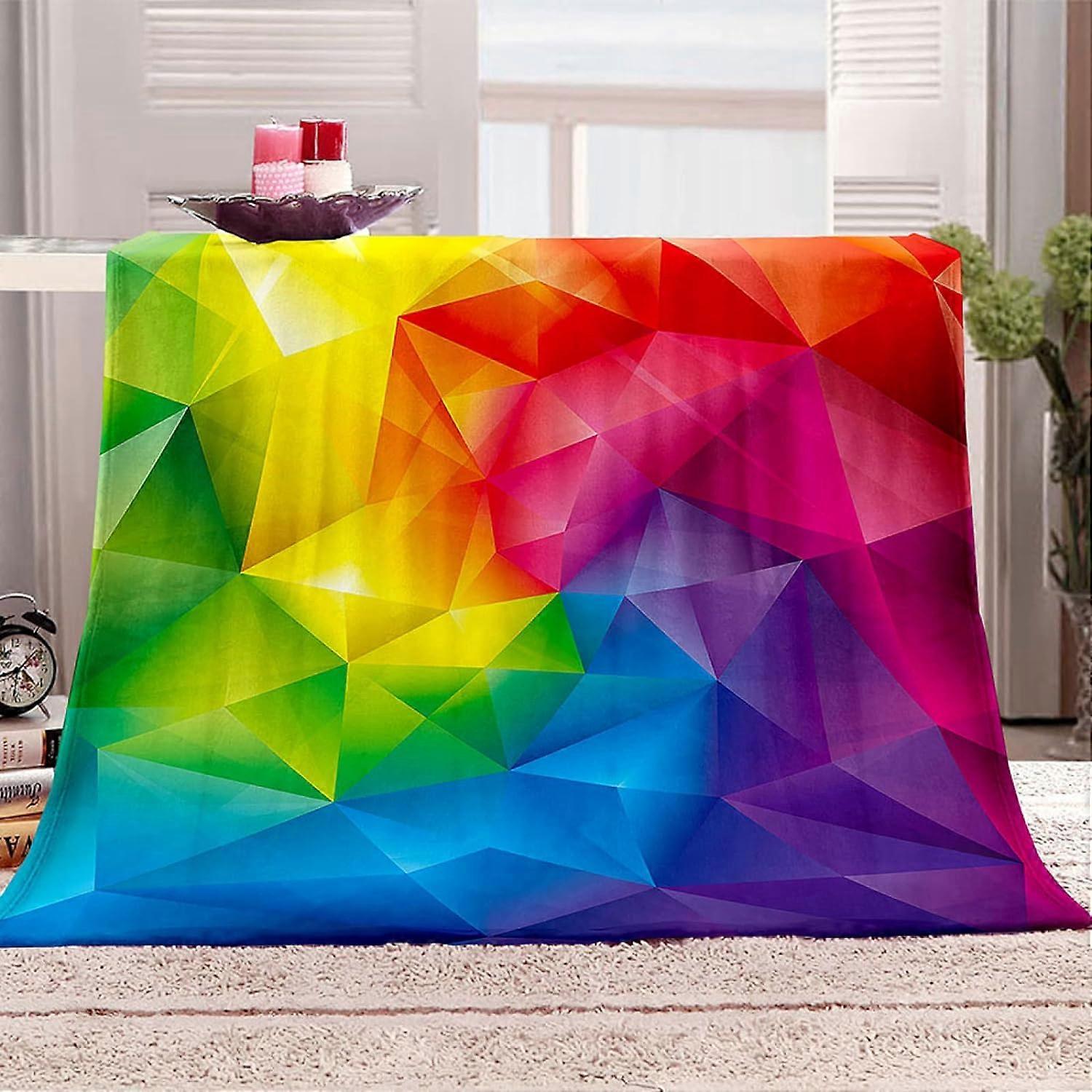 Cobertor Sherpa 3D Cores Geométricas Cobertores e Mantas 130x150Cm Decoração Moda Única Flanela, Cobertor de Pelúcia Impresso Fuzzy Para Sofá Cama Sofá, Estampado 