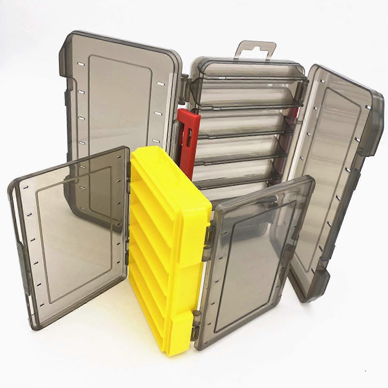 ZK- 2 Piece Bait Box, Transparent Bait Box, Double Visible Handle, 10 Section Storage Box with Drain Holes for Bait