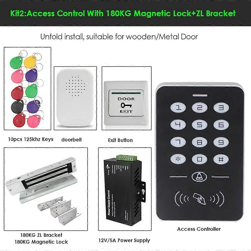 Single Door Access Control System Kit Reader Keypad Access Controller Kit 180KG Electronic Lock Power Supply Smart Key