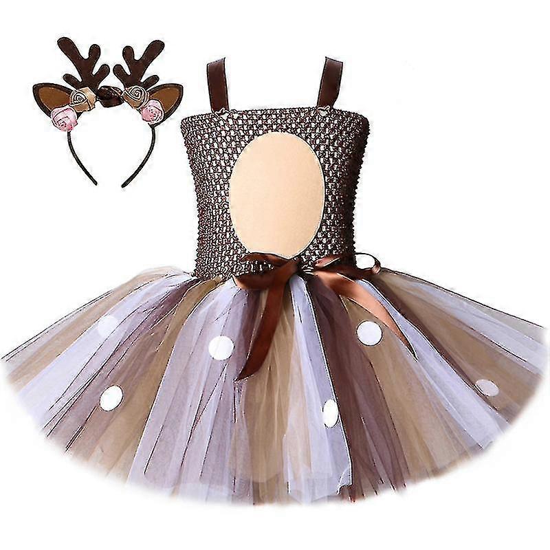 Kinder Weihnachten Hirschkleid senden Haar Reifen Mädchen Anzug Rock Mesh Prinzessin Tutu Rock Prinzessin Rock