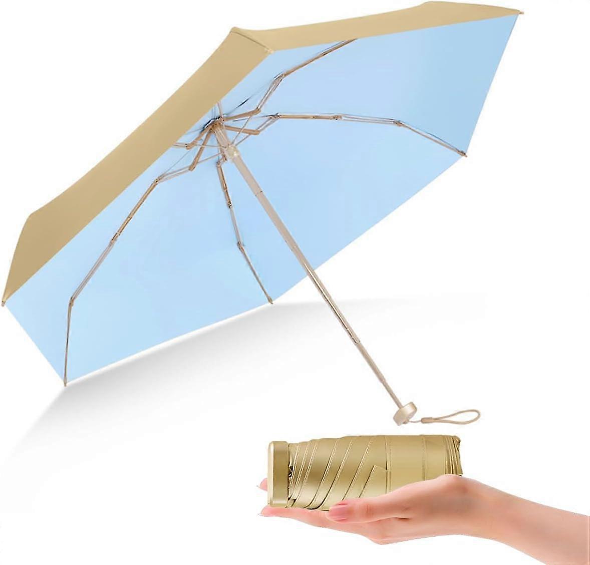 (1606040)Mini Travel Sun Umbrella for Purse-Small Compact UV Umbrella UV Blocker-Lightweight Portable Umbrella for Sun and Rain-Cute Parasol Umbrella