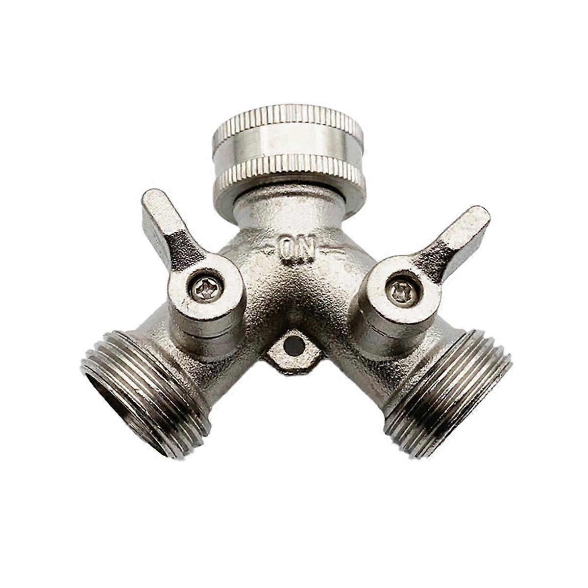3/4 2-Wege-Hochleistungs-Gartenschlauchverteiler Y-Splitter-Griff-Absperrventile für Wasserhahn, Auslass, Sp Silber
