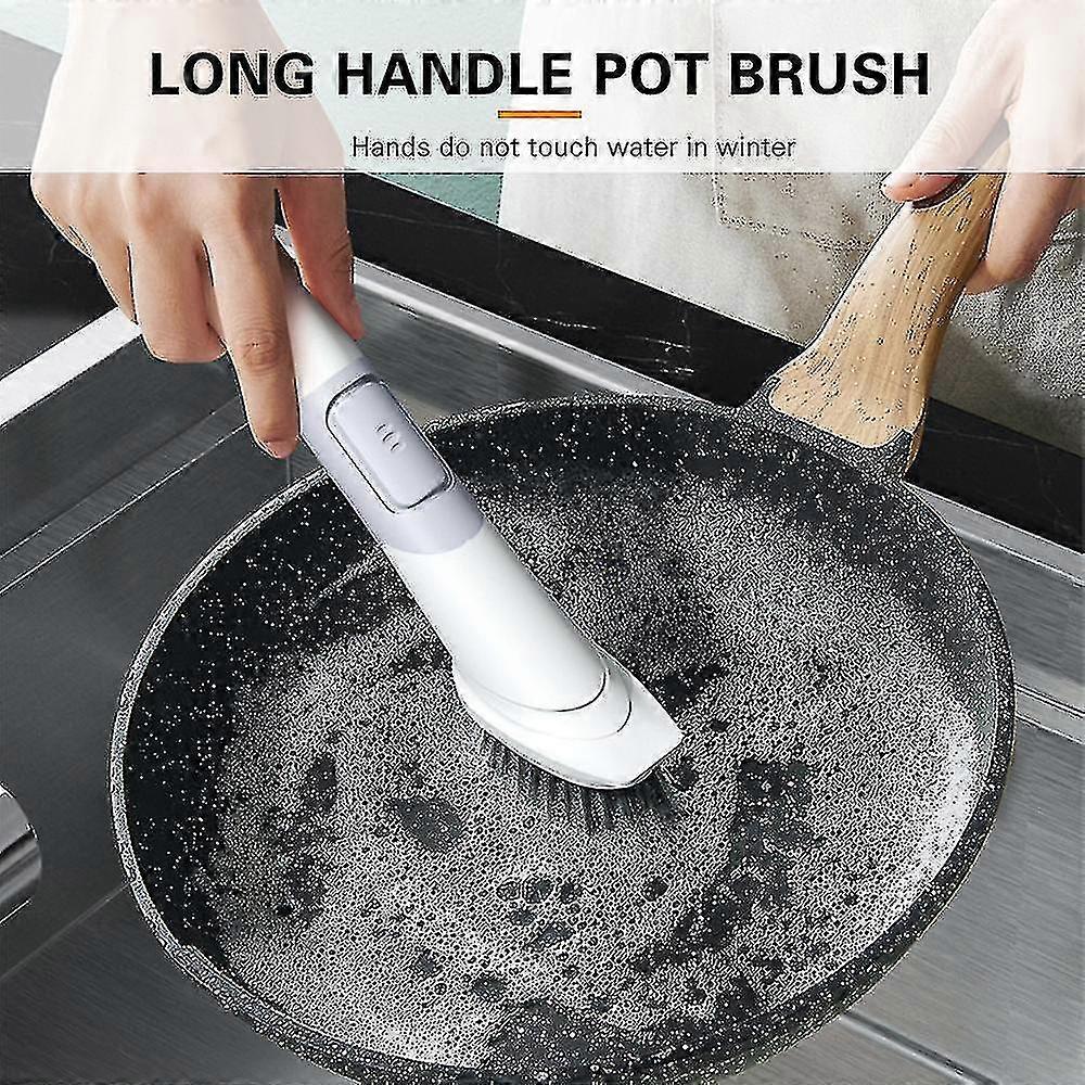 Dish Brush With Soap Dispenser Replaceable Brush Head Kitchen Brushes