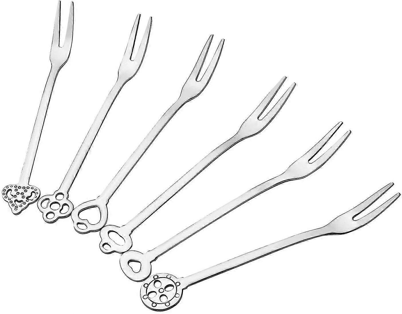 Stainless Steel Fruit Fork Cake Forks With Box, 6 Pieces Small Cutlery