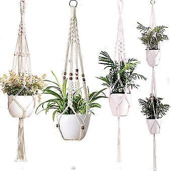 Macrame Plant Hangers Indoor Hanging Planter Basket With Wood Beads Flower  Pot Holder Cotton Rope No Tassels Boho Home | Fruugo NO