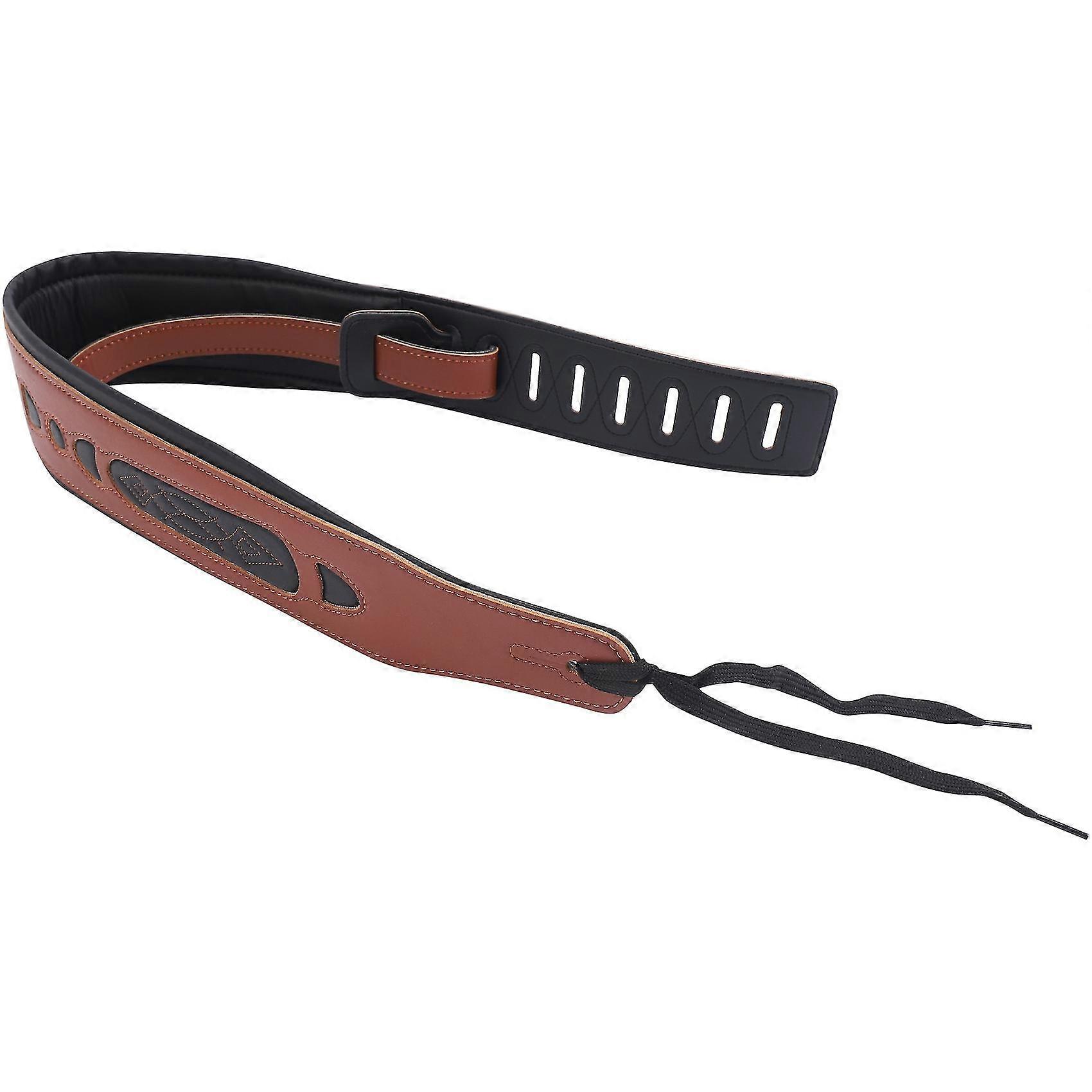 Leder Echtes Rindsleder Gitarrengurt für E-Gitarre Einstellbare gepolsterte Browm Farbe