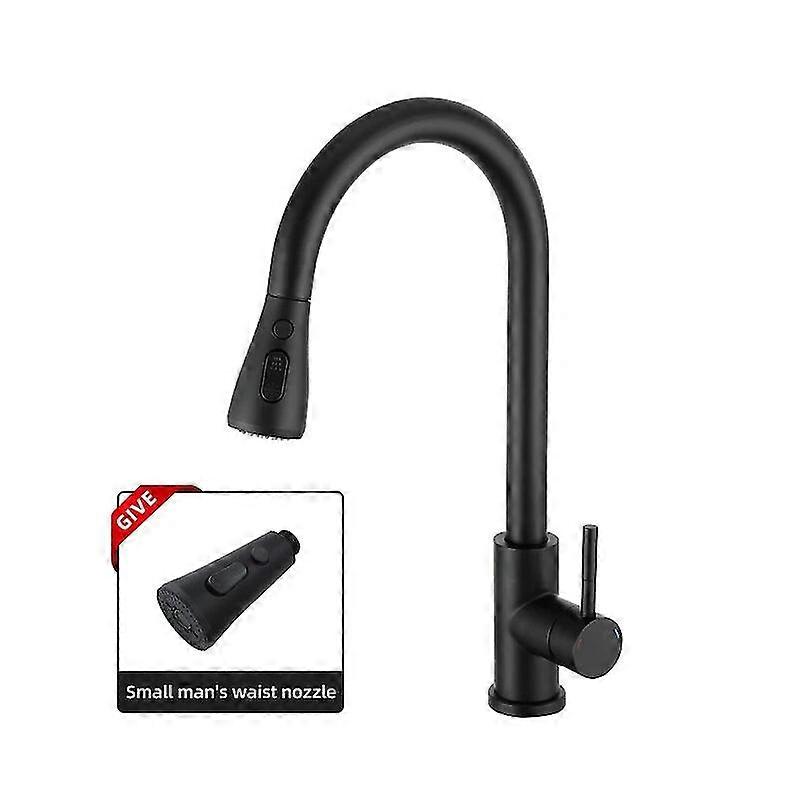 Robinets de cuisine Gappo exquis Noir Poignée unique Robinet de cuisine extractible Poignée à trou unique pivotant 360 degrés Mélangeur d’eau Robinet mélangeur