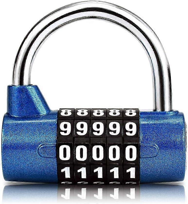 Combination Combination Lock(Blue), 5 Digit Combination Padlock, Waterproof Rustproof, Security Padlock for Locker, Toolbox, Fences, Bike, etc