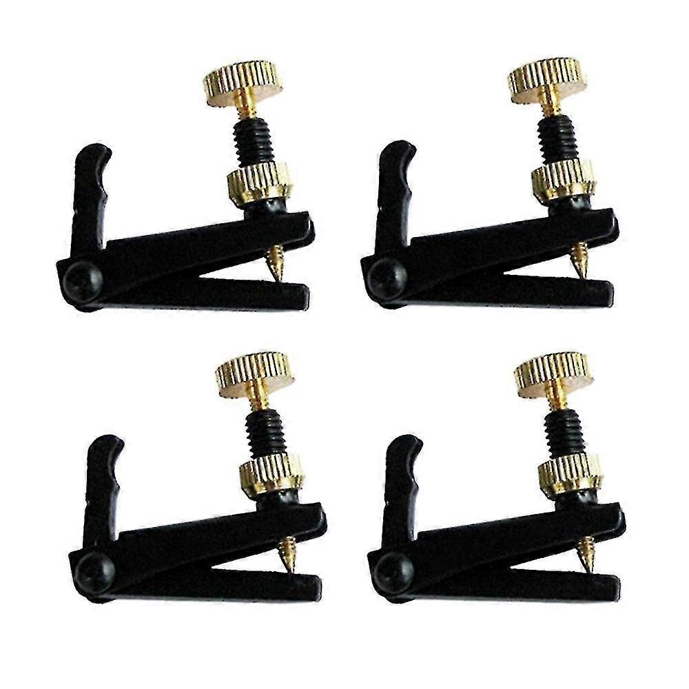 4pcs Violin String Tuner Fine Tuner Adjuster Parts Fit 3/4 - 4/4 Violin Violin Accessories Black