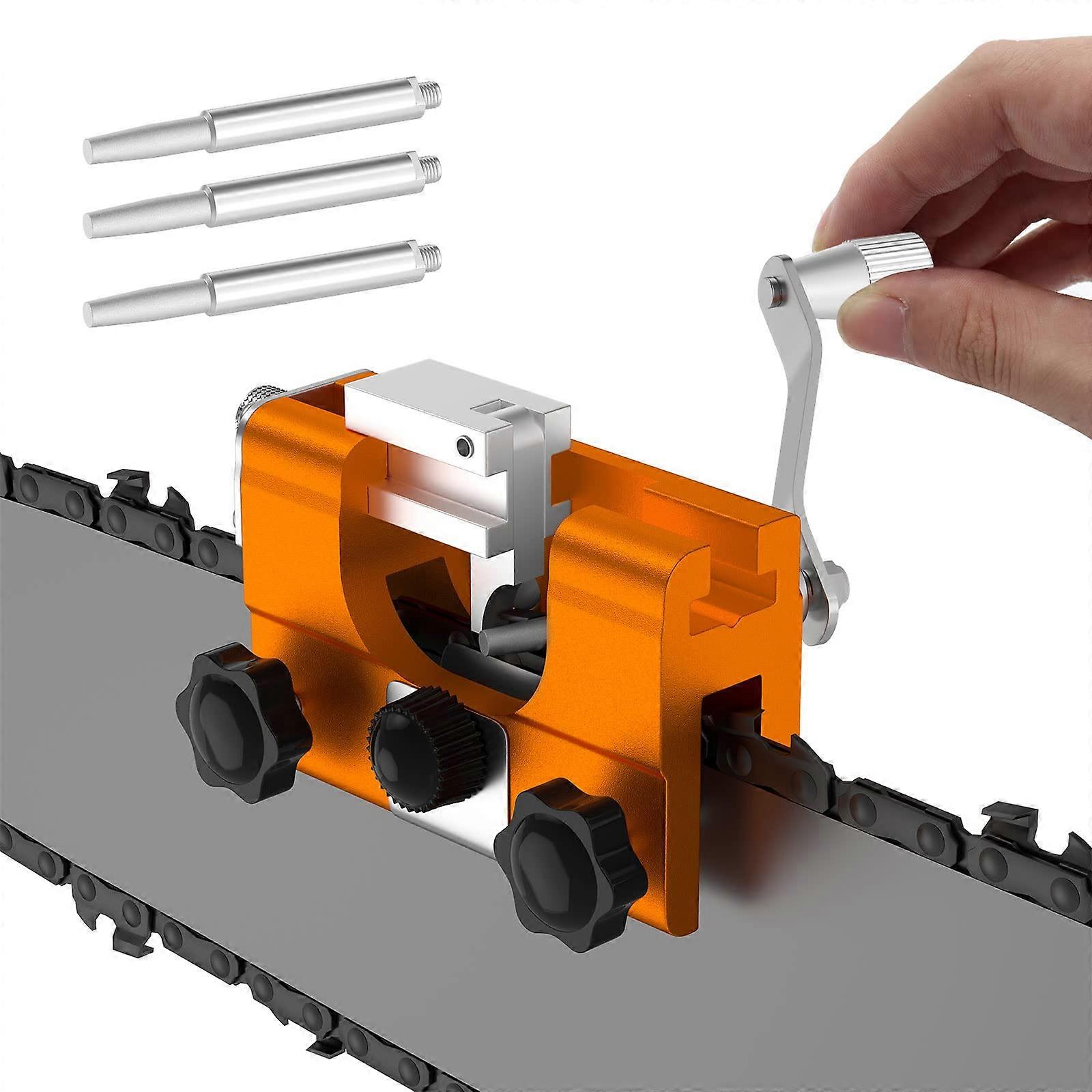 Chainsaw Chain Sharpener, Portable Hand Crank Chainsaw Chain Sharpening, Saw Chain Sharpener Tool for All Types of Electric Chainsaws