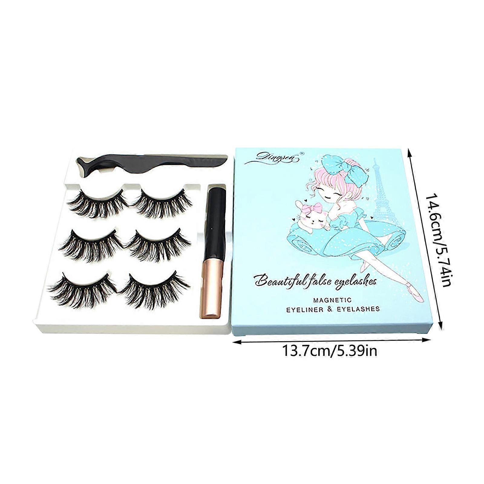 Magnetic Magnet Eyelashes3Pairs Of Eyelashes 1 Eyeliner Set For Thick Curling1ml LUC210507822C
