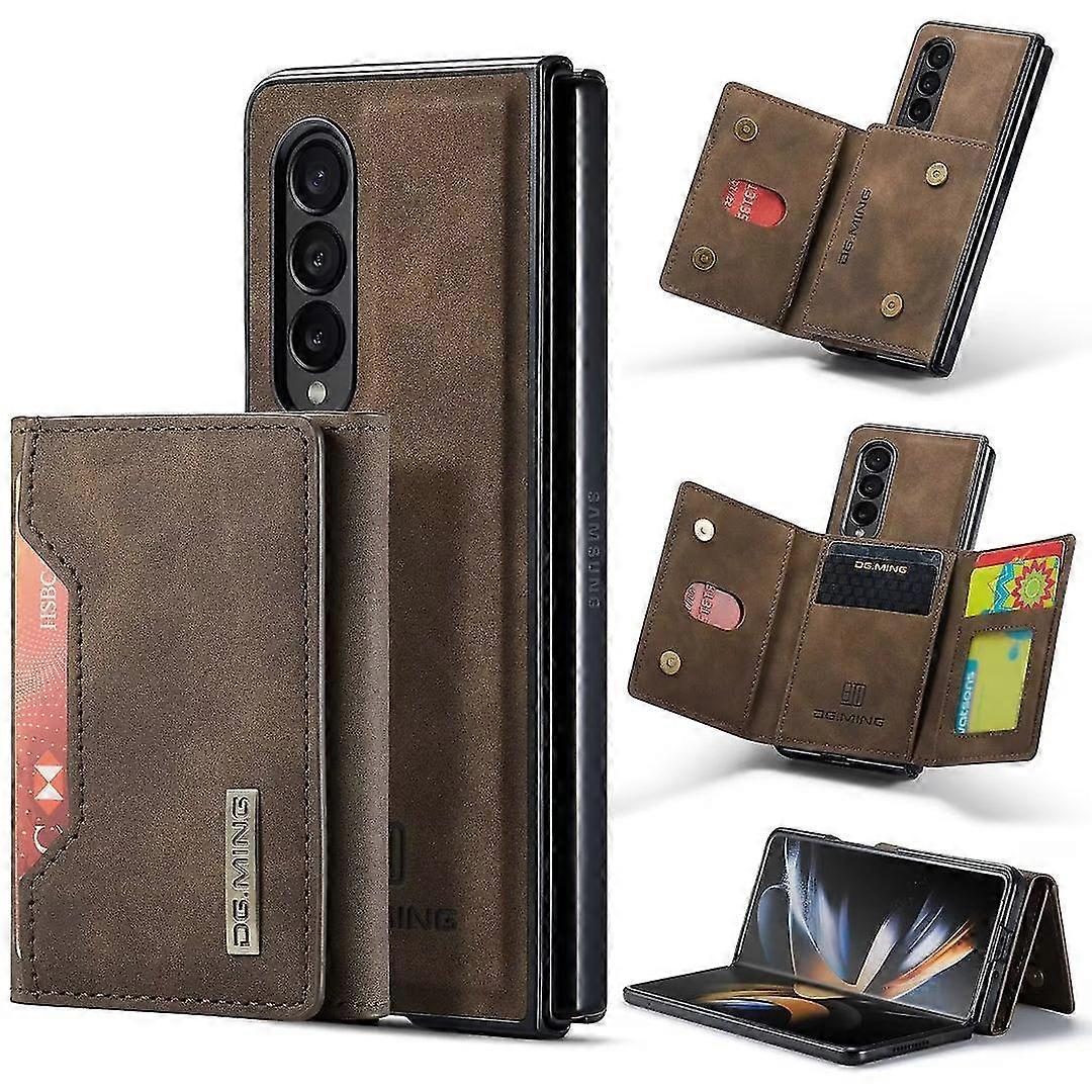 Custodia magnetica staccabile compatibile con Samsung Galaxy Z Fold 5, cover in pelle PU con porta contanti per carta di credito Caffè