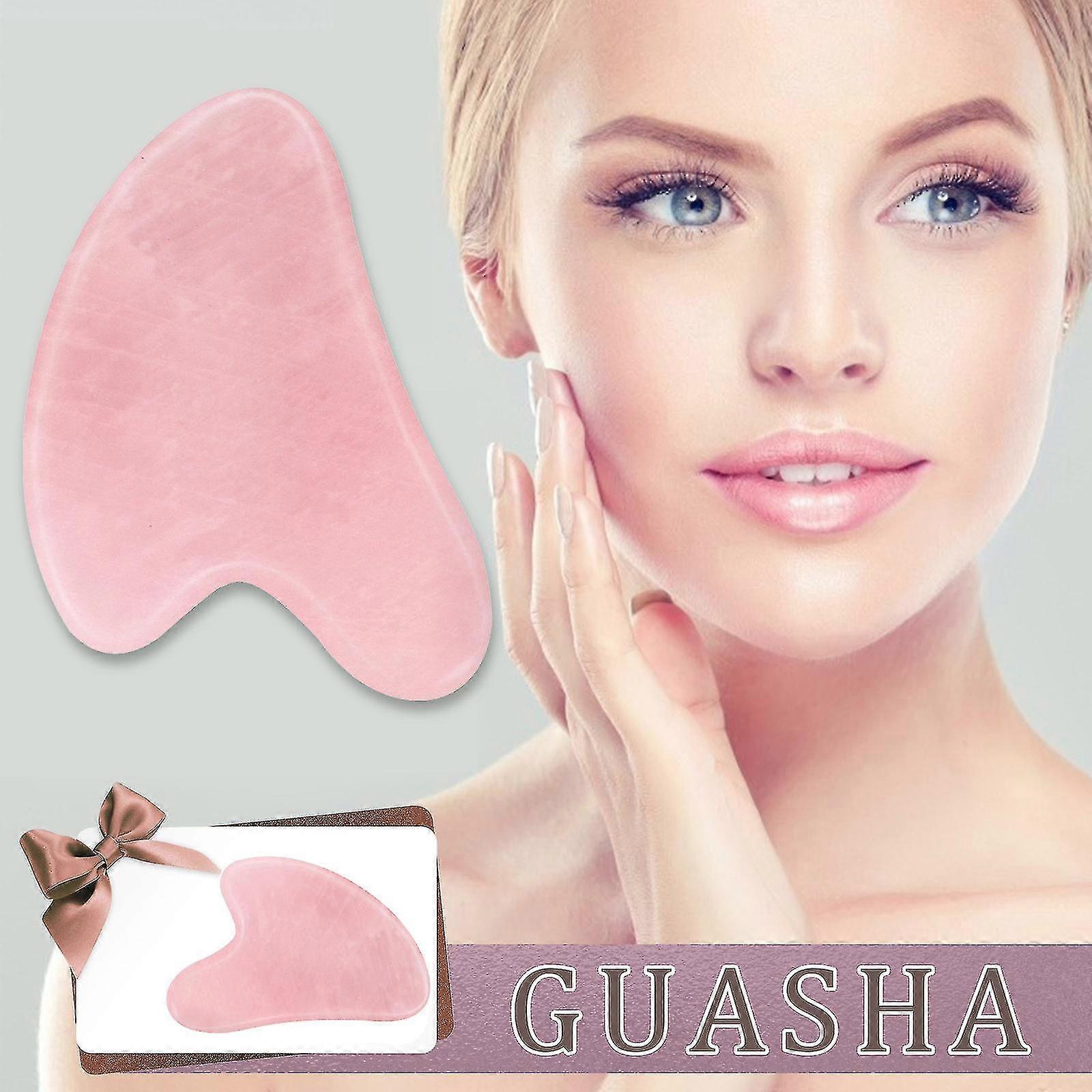 Natural Pink Crystal Jade Heart-shaped Scraping Board For Face And Body Beauty