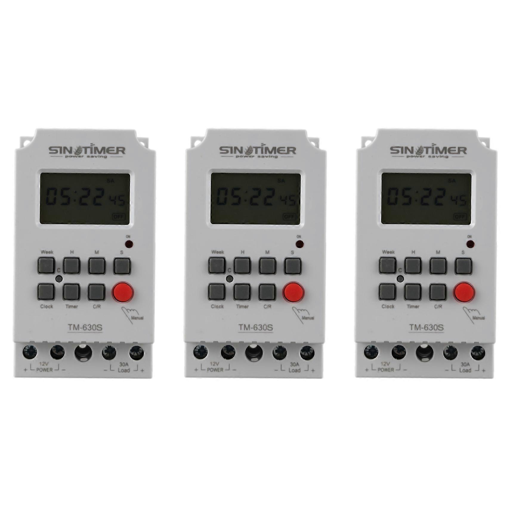 3X Sinotimer Tm630S-4 12V Seconds Control Timer Switch Large Screen Digital Display
