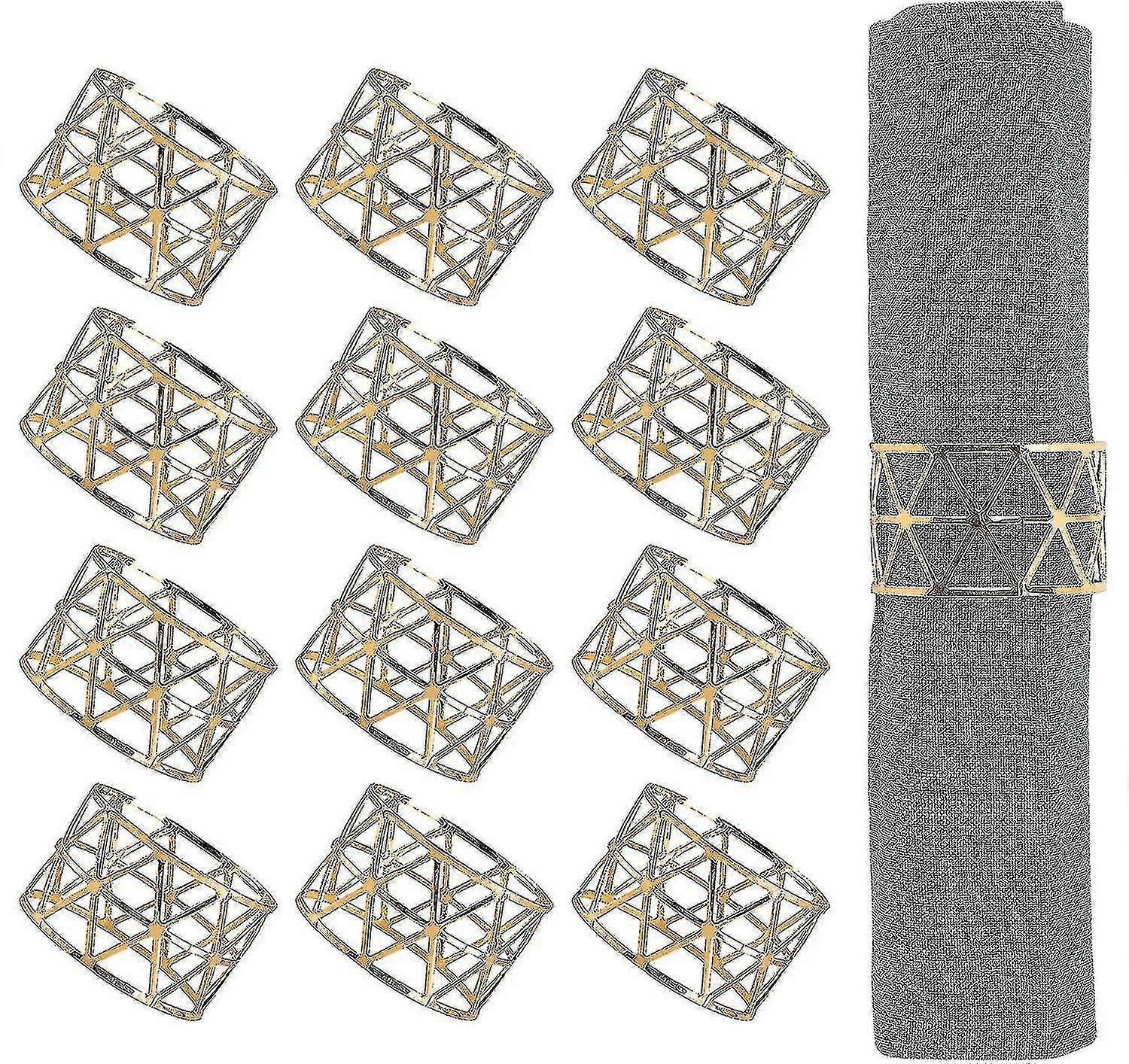 ナプキンリング、ゴールドナプキンリング12個、ダイニング用ナプキンリングホルダー