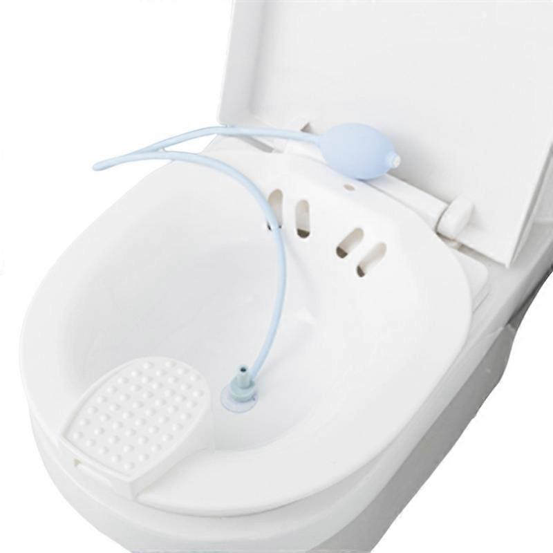 EVAGO Sitz Bath for Toilet Hemorrhoids Postpartum Care, Perineal Soaking Bath Over The Toilet Seat, Collapsible Sitz Basin with Flusher for Vaginal An