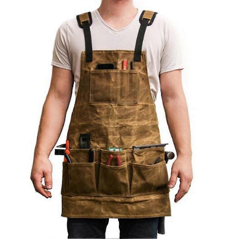 Apron Collector Canvas Oil Wax Cloth Multiple Pockets Tools Storage Apron Waterproof