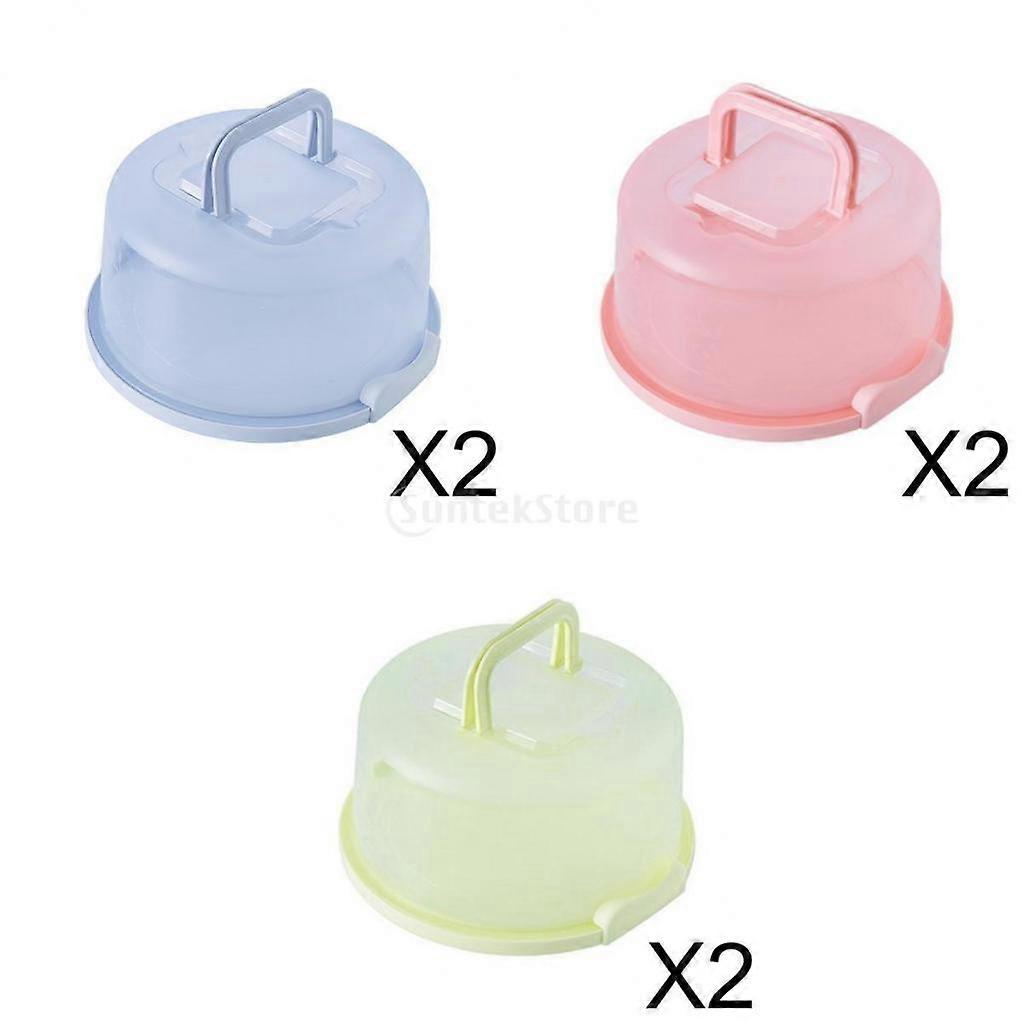 6Pcs Plastic Cake Box Round Cake Storage Carrier Container Lockable Lid