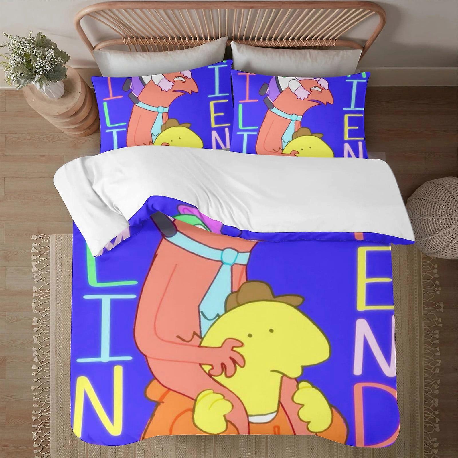 Bedding set BM267 Smiling Friends Soft 3D Printed Duvet Cover Bedding Set with Comforter Cover 3 Piece Set Includes 2 Pillowcases and 1 Cover Machine