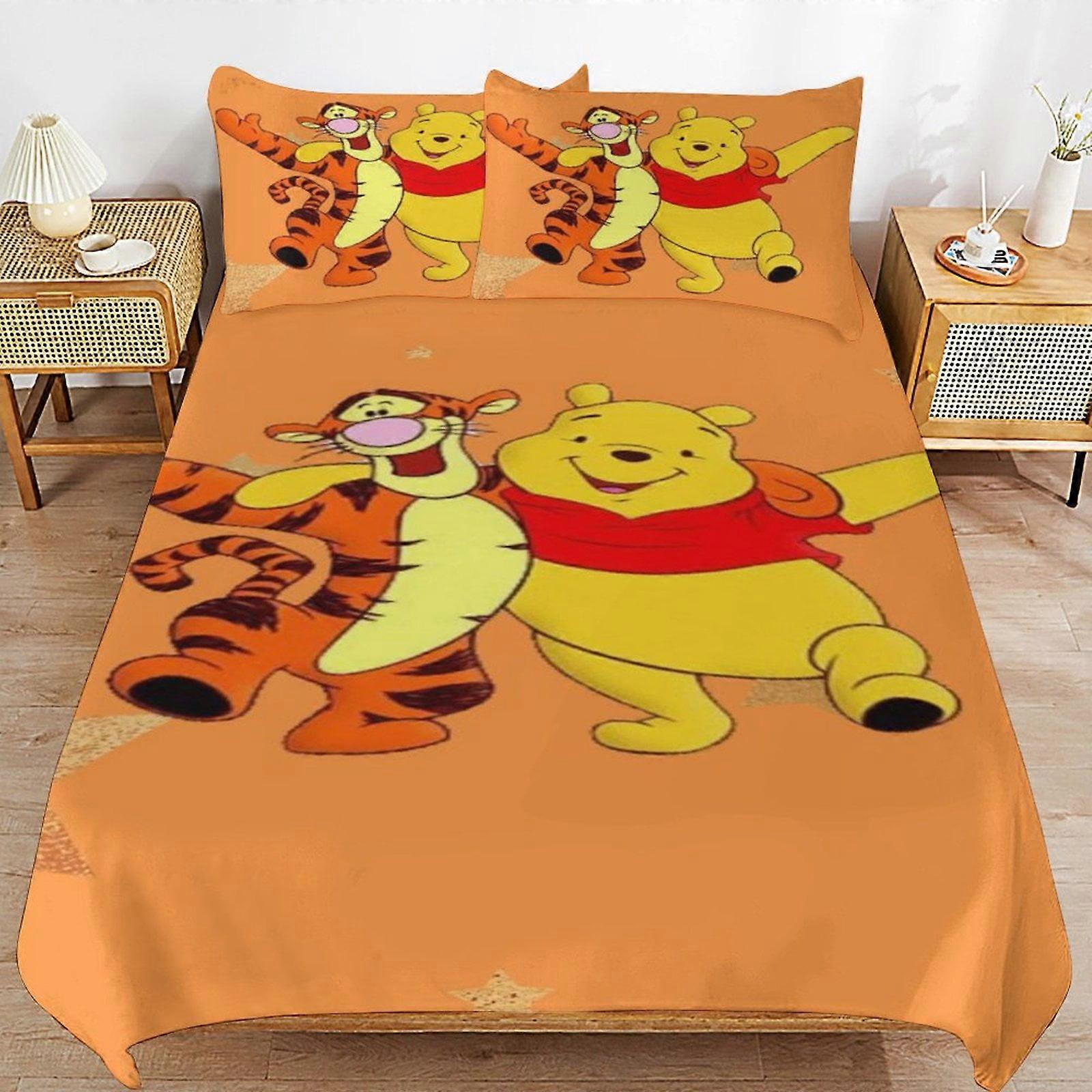 Bedding set MV51 Winnie The Pooh Bed Duvet Cover Microfiber Bedding Sets 3D Printed Lightweight 3 Piece Comforter Sets, Brings you warmth YF51