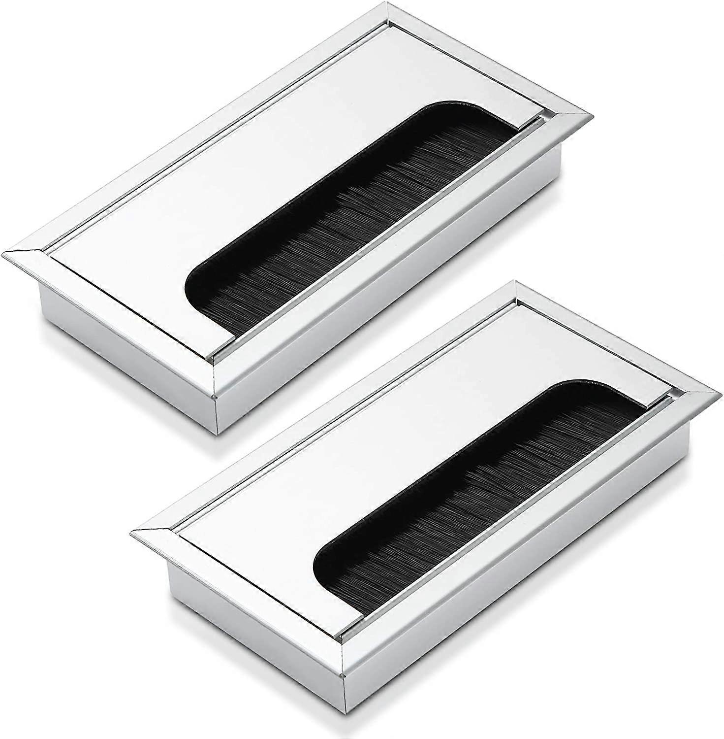 Schreibtisch-Kabeltülle Loch, quadratische Schreibtischtülle Aluminium-Kabellochabdeckung 160 x 80 mm Drahtlochabdeckung Steckdose für Management Office Computer Schreibtischdrähte (2 Stück