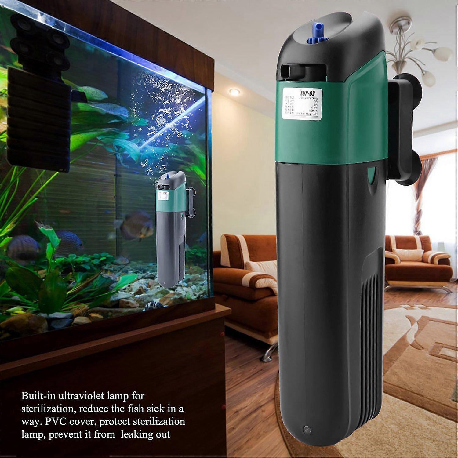 Aquarium Filter Uv Sterilizer Lamp Oxygen Pump Fish Tank Water Purification 220‑240V(Eup‑02) Size 1