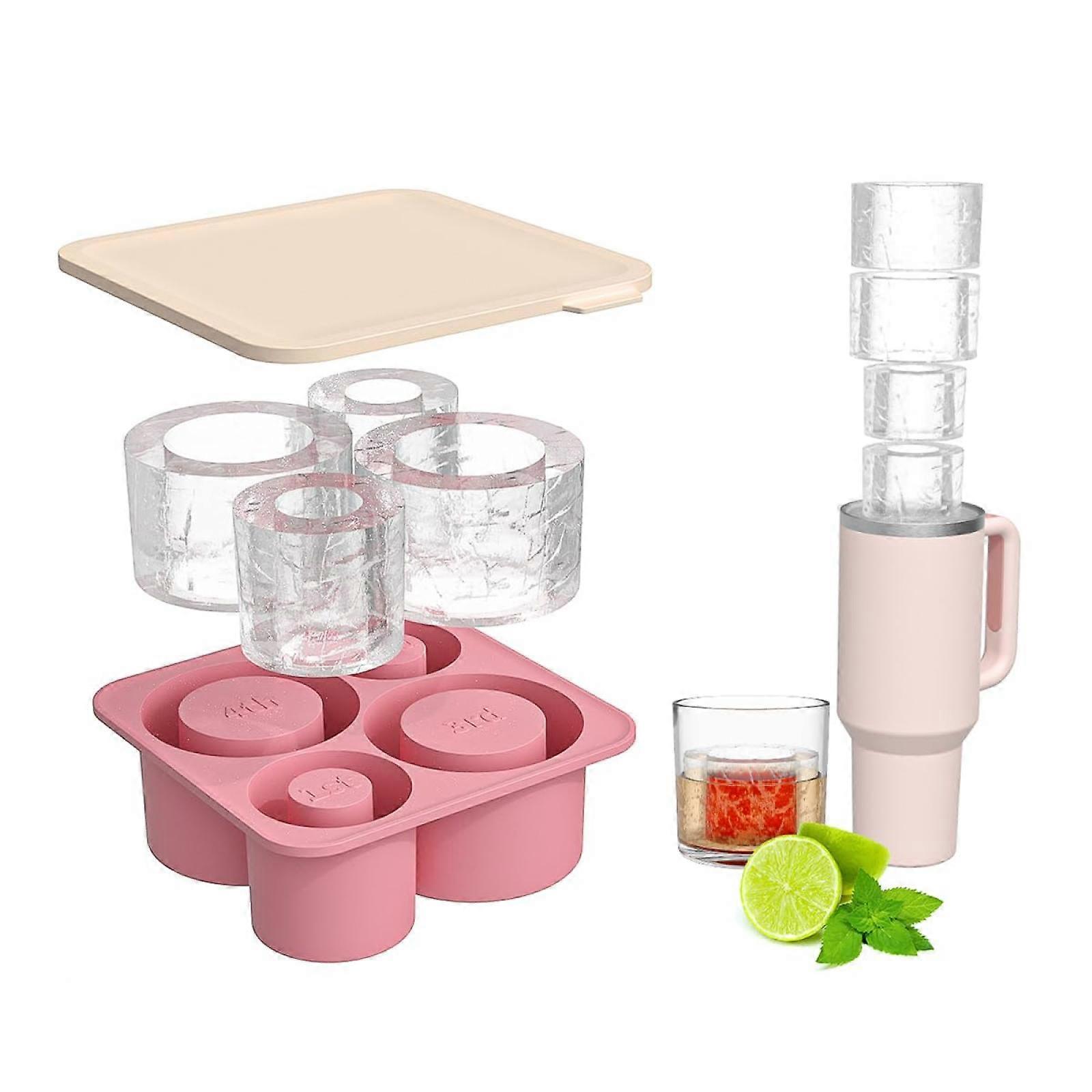 Large Silicone Ice Cube Tray for 20-30-40 oz Glass, Slow Melt Ice Mold with Lid, Easy-Off Ice Maker