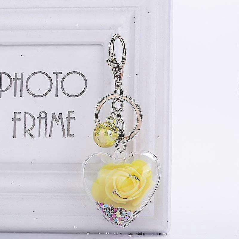 明るいピンクの心永遠の生涯フラワーラブペンダント車恋人キーチェーン