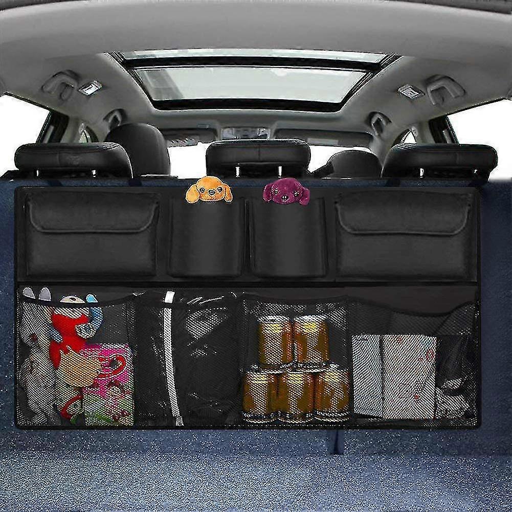 Car Boot Organiser Back Seat, 8 Pockets Keep Car Clean And Organized, Durable Foldable Cargo Net Storage For More Trunk Space, Secure Car Organizer Wi