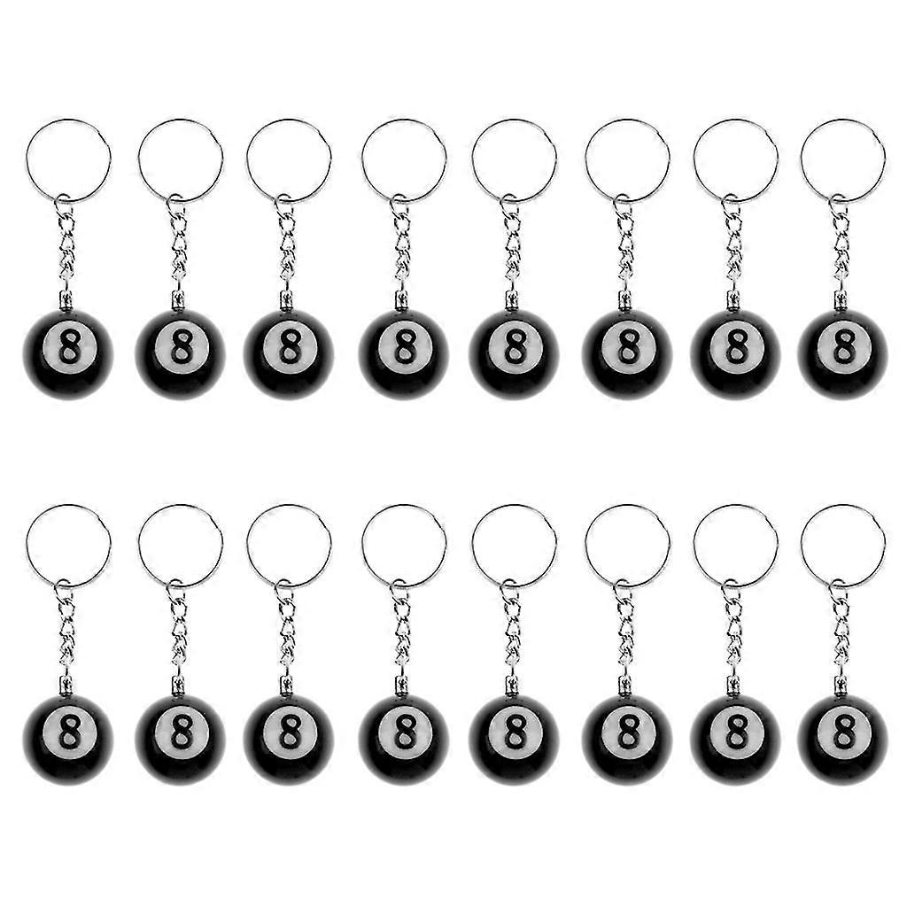 16 Pcs Billiard Pool Keychain Snooker Table Ball Key Ring Gift Lucky No.8 Keychain 25mm