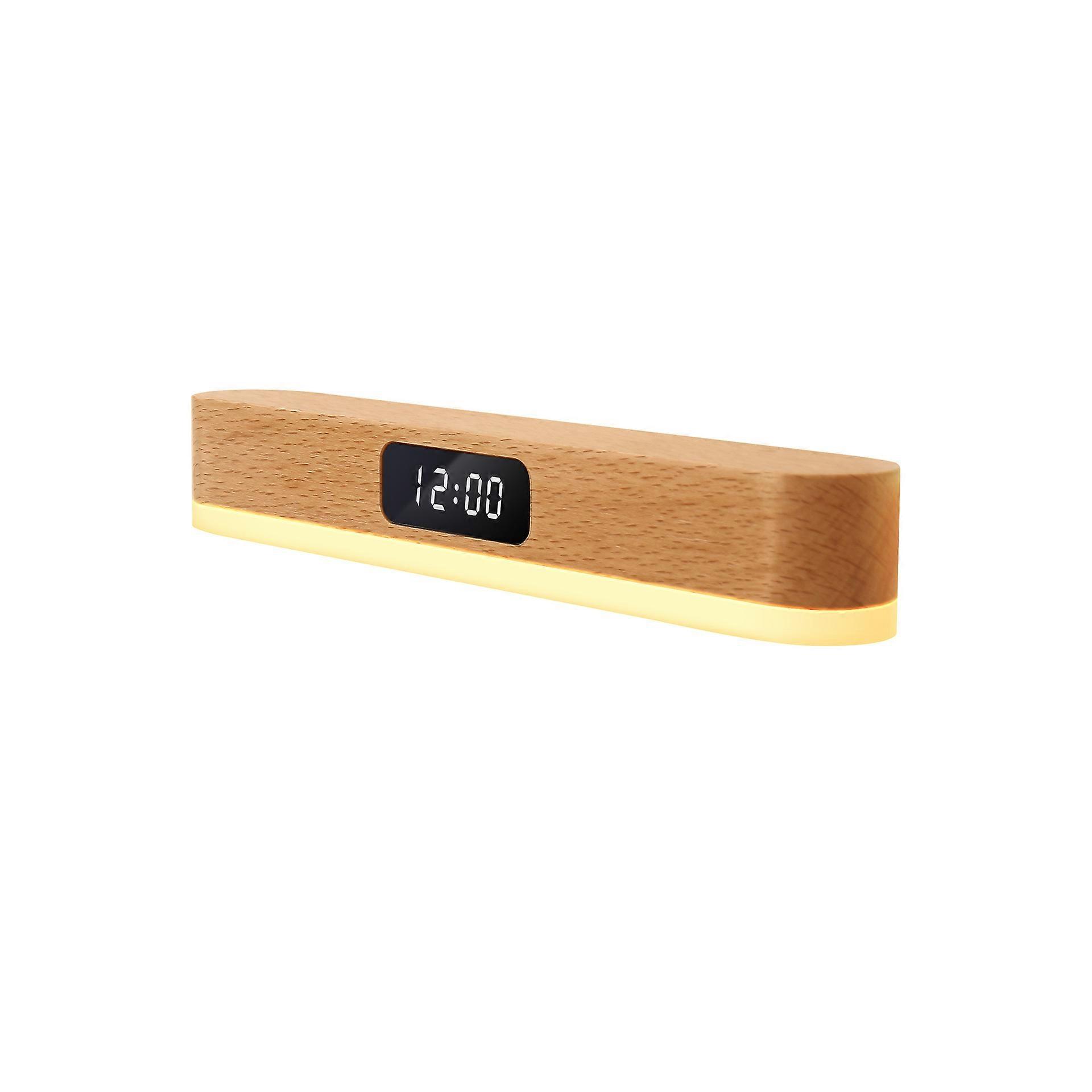 Smart Wooden Magnetic Rechargeable Night Light with Remote & Adjustable Brightness 3 Color Temperature Bedside Clock
