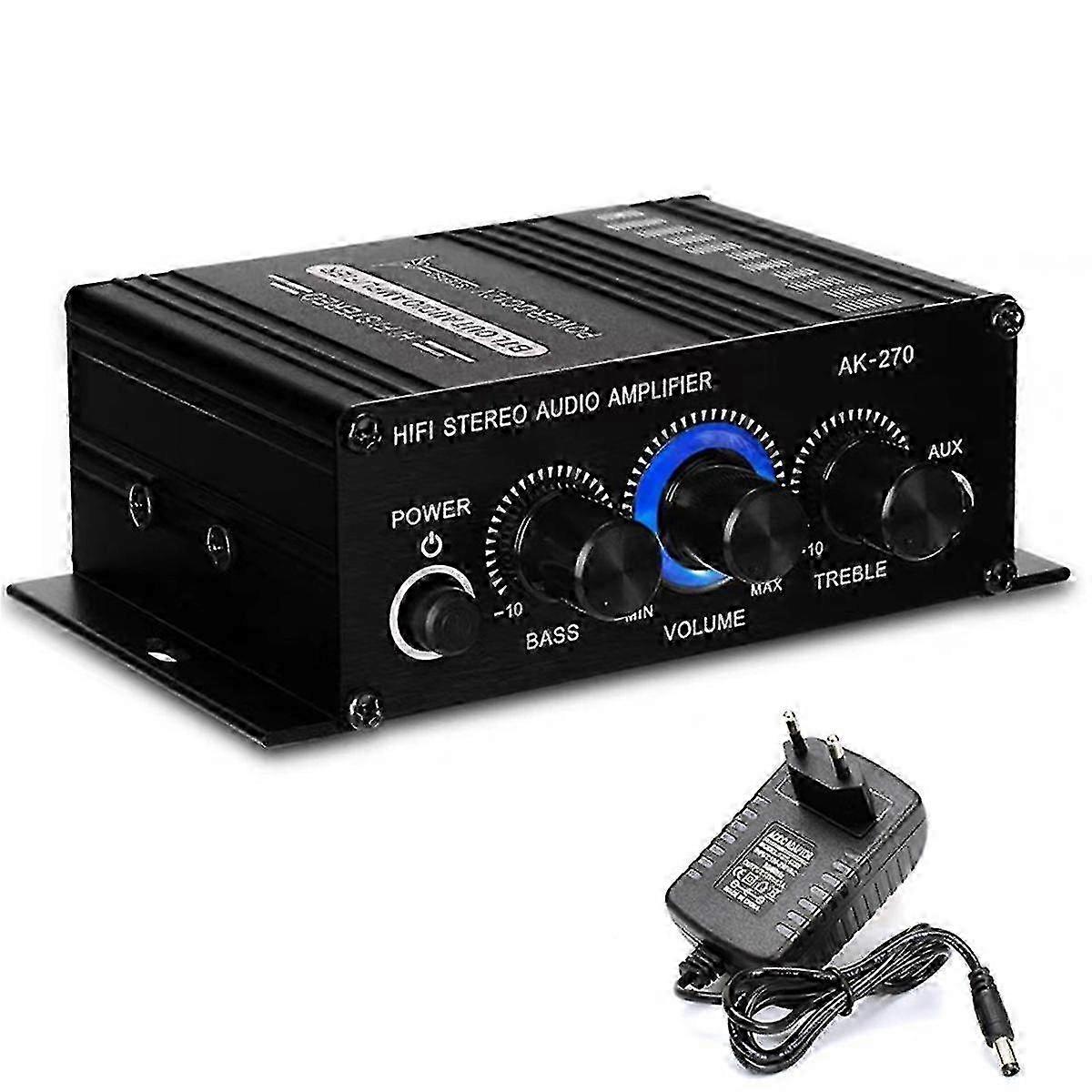 -270 Hifi Amplifier 2.0 Channel Home Amp Bass Treble Adjustment Stereo Audio Home Cinema Sound System Dc12v Eu Plug