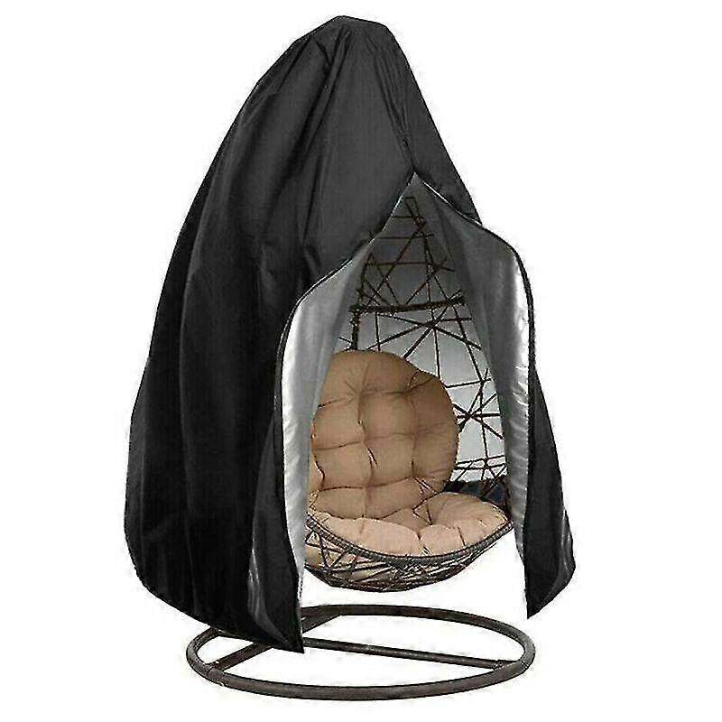 (black) Hanging Hammock Stand Egg Wicker Seat Patio Garden Swing Chair Cover Waterproof