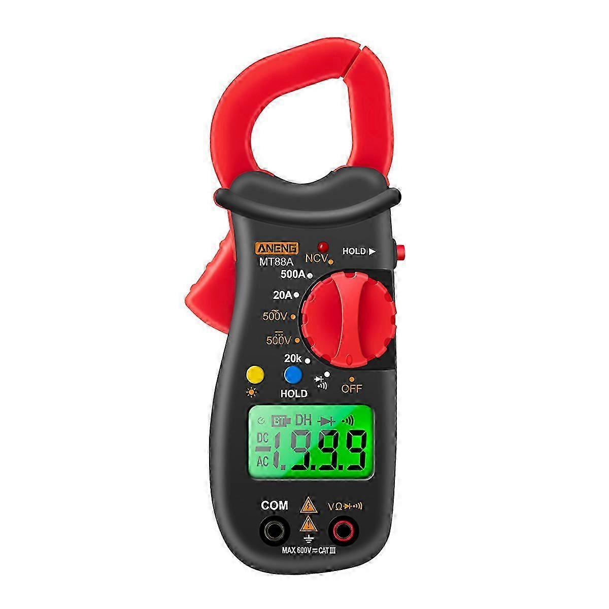 ANENG MT88A Clamp Meter Multimeter LCD Digital Universal Meter 1999 Counts Auto Range Handheld DC/AC Voltage Voltmeter 500A AC Current Ammeter Frequen